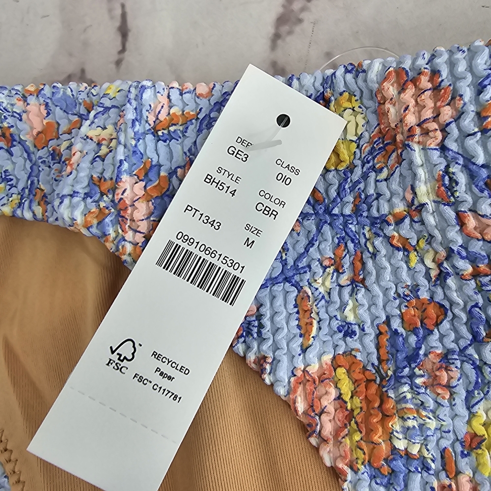 J Crew Swim Bottom Blue Hipster Scrunchie Cheeky High Afternoon Floral BH514 - Picture 9 of 9